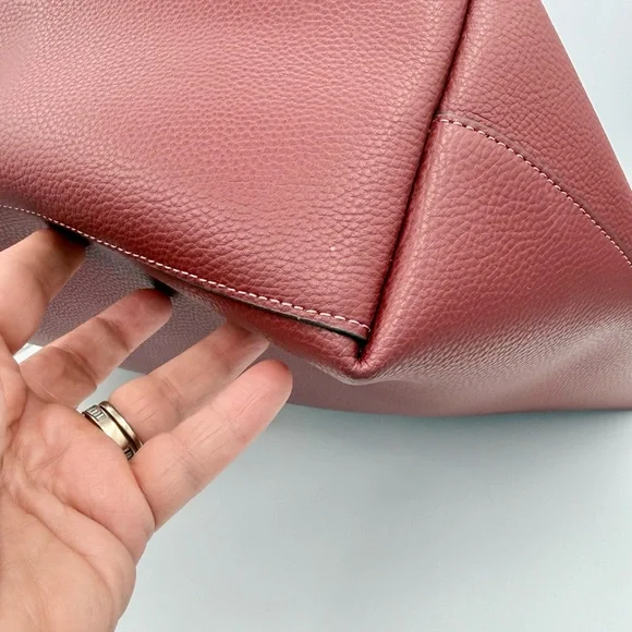 Coach Town Tote Polished Pebble Leather Wine Pink Interior Gold Hardware 72673 - Picture 7 of 12